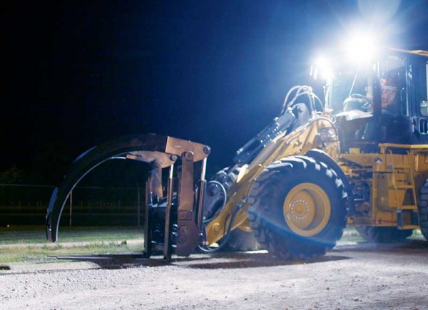 Grote LED lights on forklift at night Grote LED lights on forklift at night