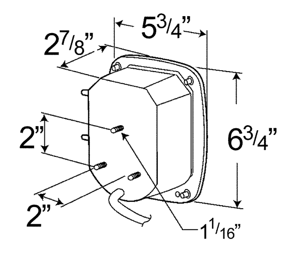 Grote product drawing - LH LED Tail Light with License Window 