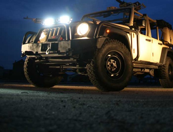 Grote LED lights on front of Jeep at night Grote LED lights on front of Jeep at night
