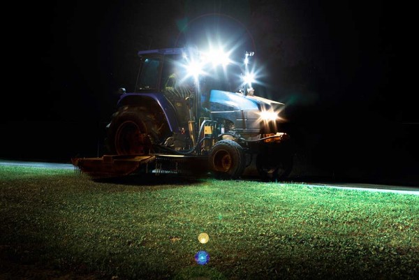 Grote LED lights on tractor at night Grote LED lights on tractor at night