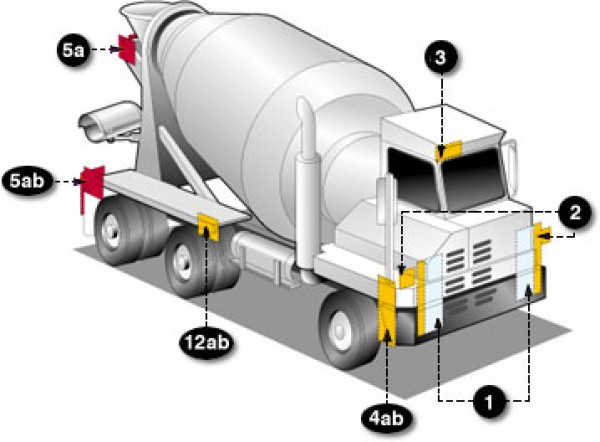 FMVSS lighting codes on cement truck